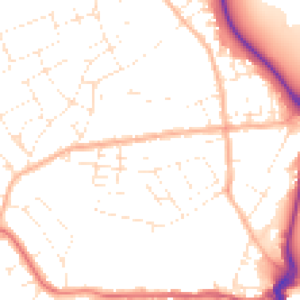 Daytime road noise heatmap for DT4 0JG