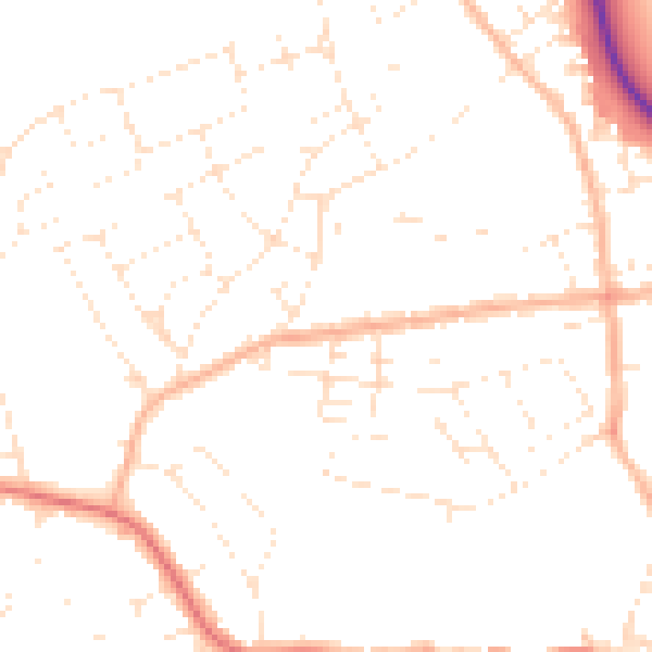 Daytime road noise heatmap for DT4 0JY