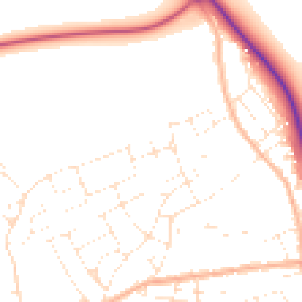 Daytime road noise heatmap for DT4 0PH