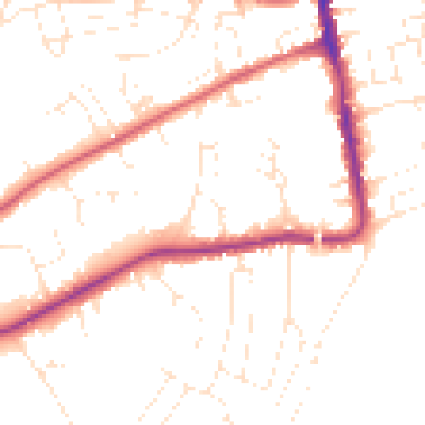 Daytime road noise heatmap for DT4 0SA