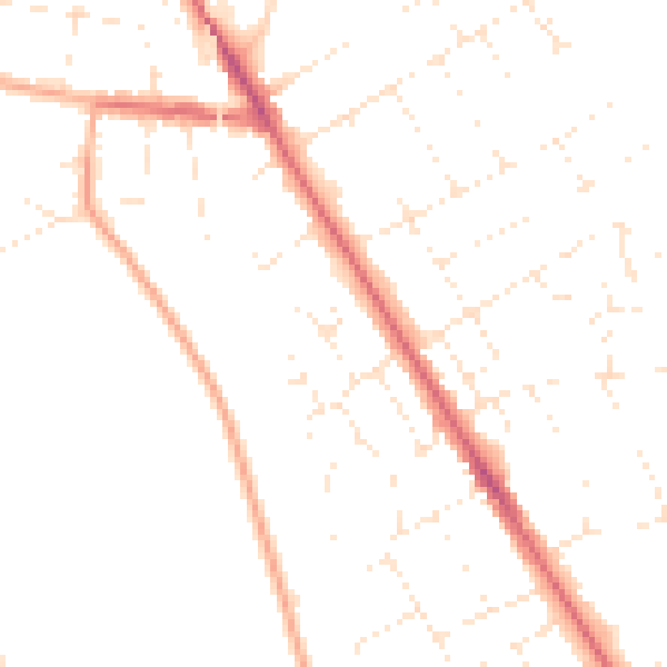 Daytime road noise heatmap for DT4 7NQ