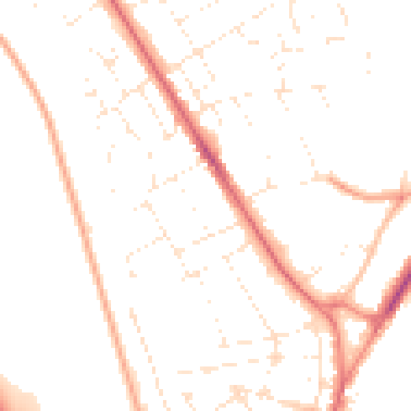 Daytime road noise heatmap for DT4 7QL