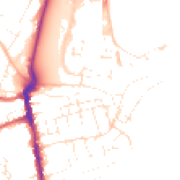 Daytime road noise heatmap for DT4 8TJ
