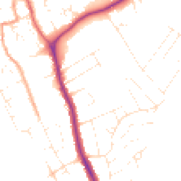 Daytime road noise heatmap for DT4 9BT