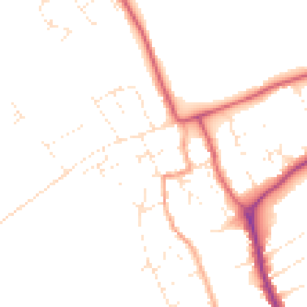 Daytime road noise heatmap for DT4 9HB