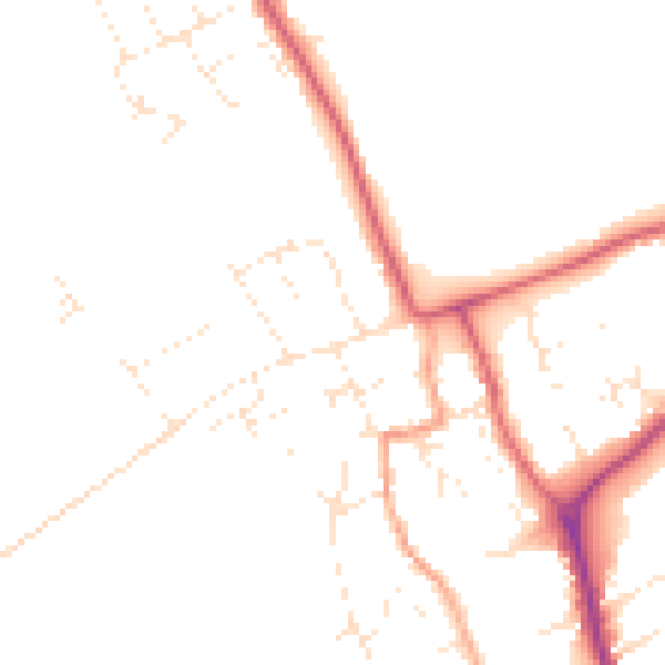 Daytime road noise heatmap for DT4 9HE