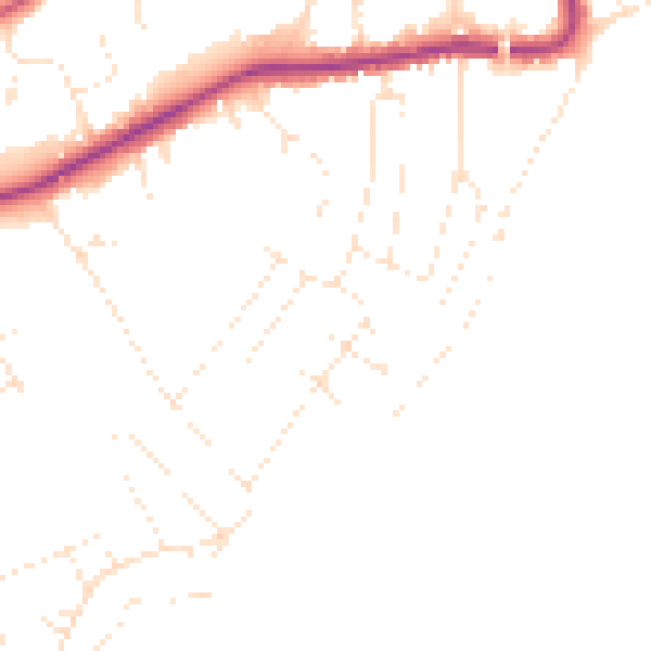 Daytime road noise heatmap for DT4 9JY