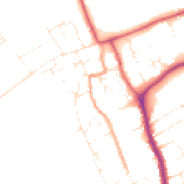 Daytime road noise heatmap for DT4 9NZ