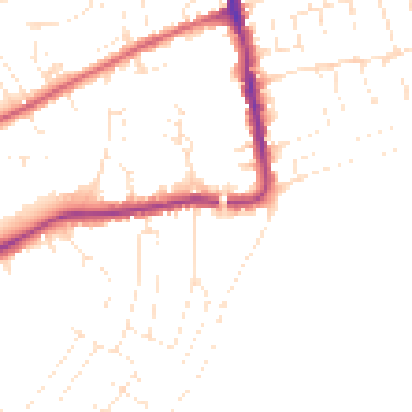 Daytime road noise heatmap for DT4 9PG