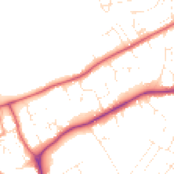 Daytime road noise heatmap for DT4 9RD