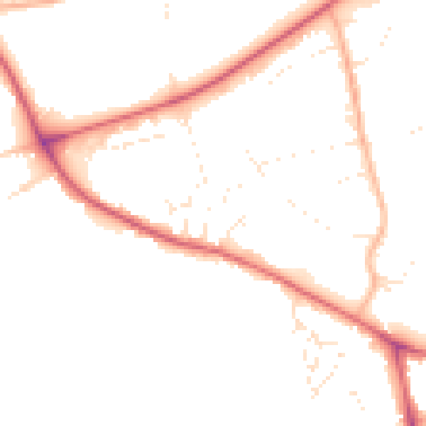 Daytime road noise heatmap for DT4 9TL
