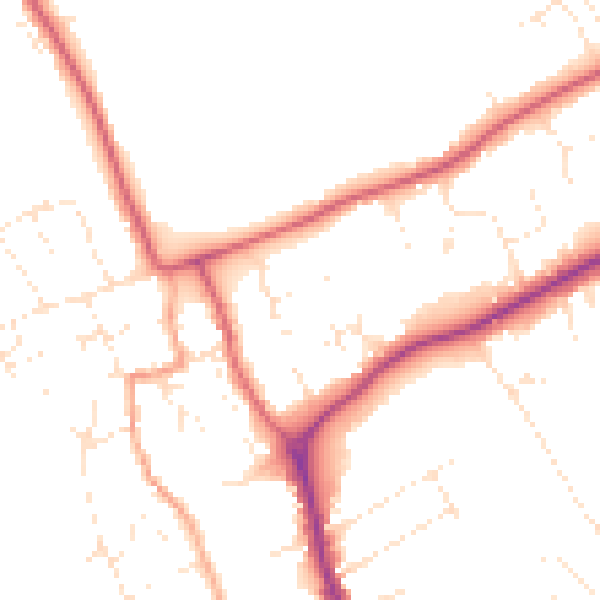 Daytime road noise heatmap for DT4 9XZ