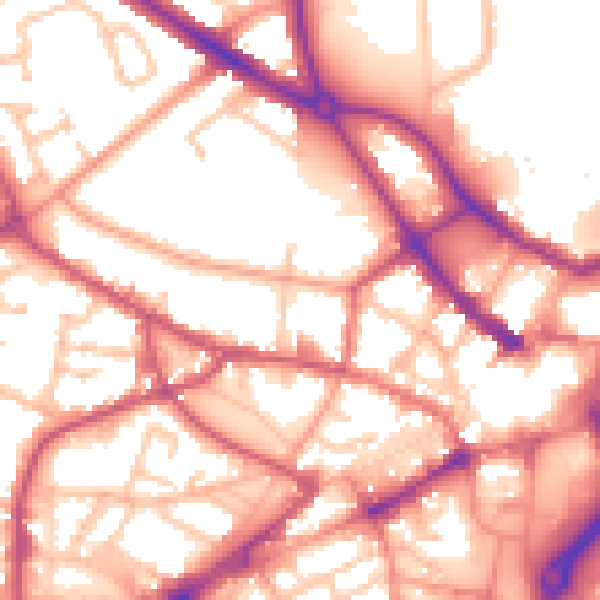 Daytime road noise heatmap for DY1 1AJ