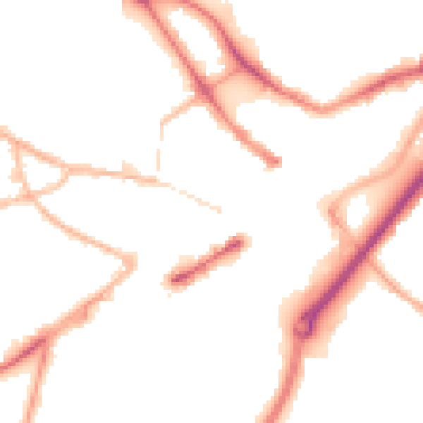 Night-time road noise heatmap for DY1 1DA