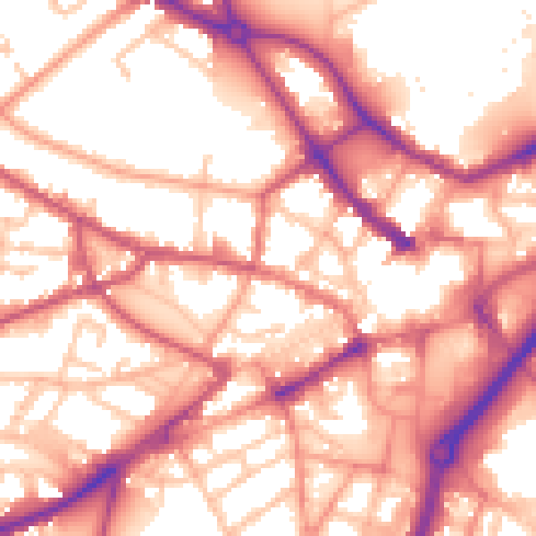 Daytime road noise heatmap for DY1 1DU