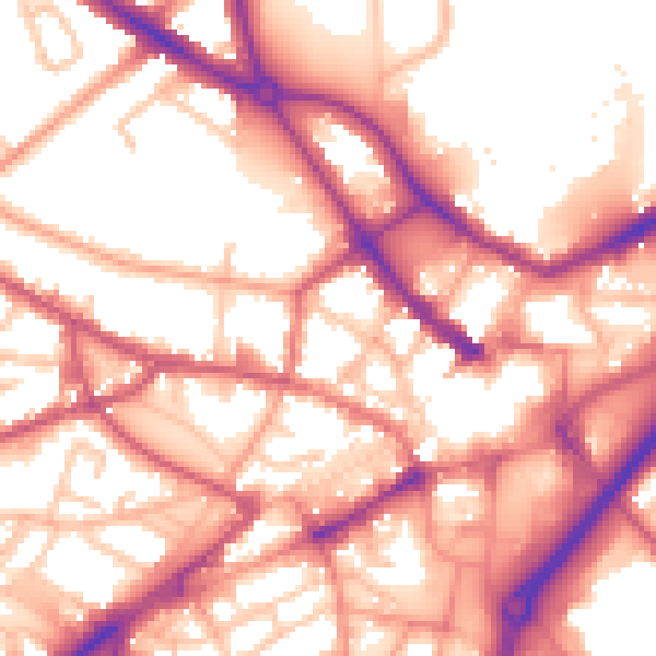 Daytime road noise heatmap for DY1 1HP