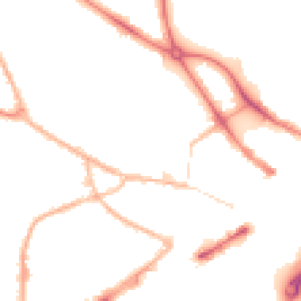 Night-time road noise heatmap for DY1 1JD
