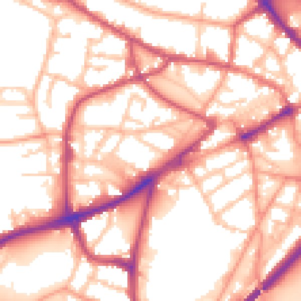 Daytime road noise heatmap for DY1 1SL