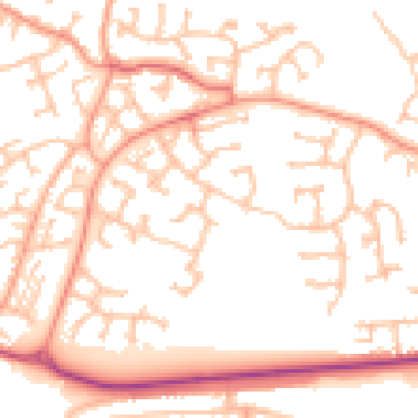 Daytime road noise heatmap for DY1 2TL