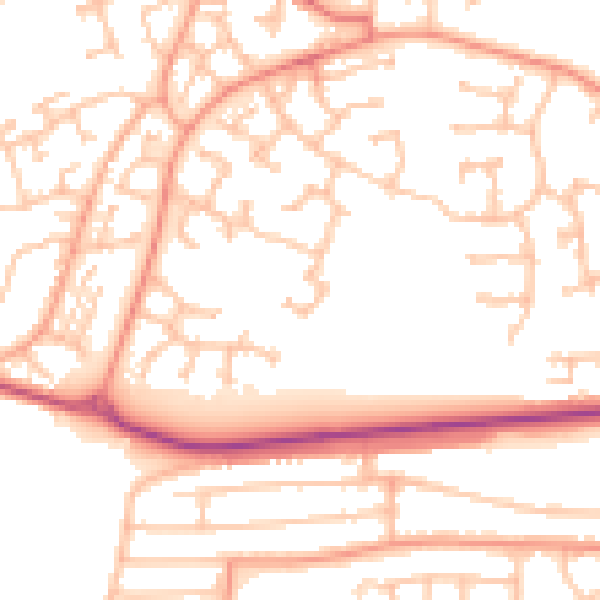 Daytime road noise heatmap for DY1 2TP