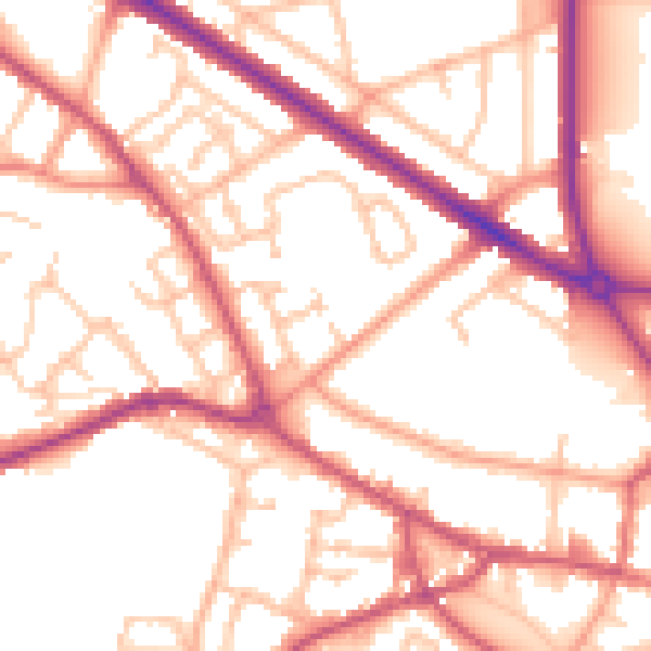 Daytime road noise heatmap for DY1 3HP