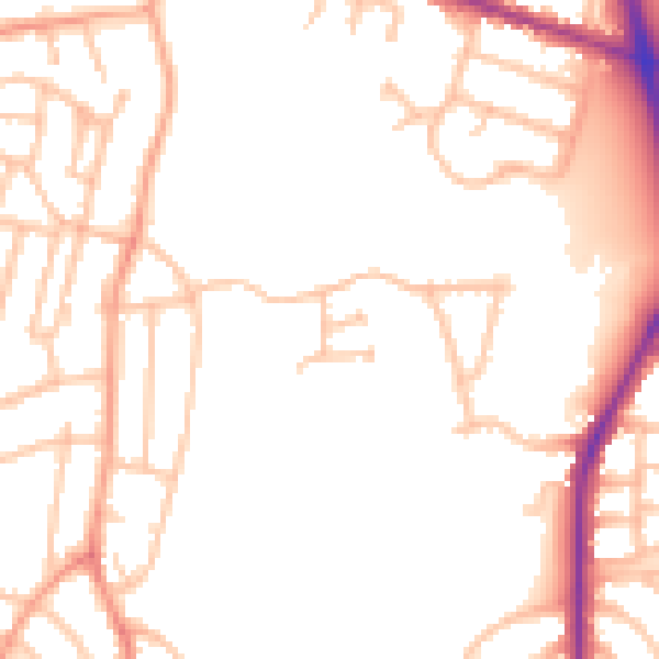 Daytime road noise heatmap for DY1 3SS