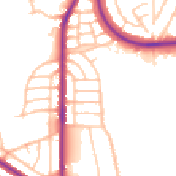 Daytime road noise heatmap for DY1 4BL