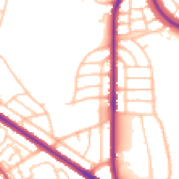 Daytime road noise heatmap for DY1 4HR