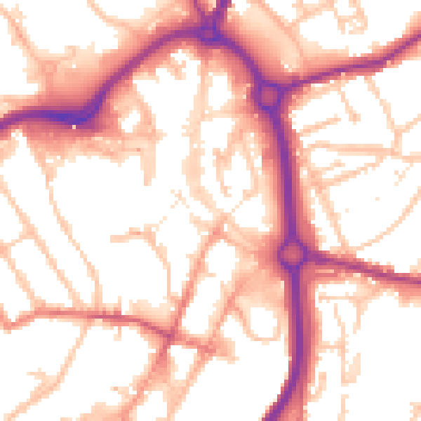Daytime road noise heatmap for DY10 1ER