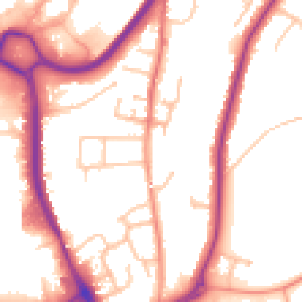 Daytime road noise heatmap for DY10 1LS