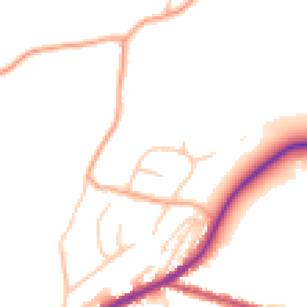 Daytime road noise heatmap for DY10 3JR