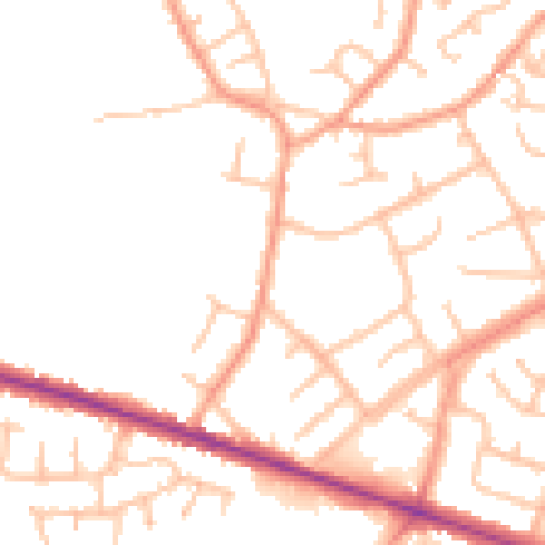 Daytime road noise heatmap for DY3 1AF