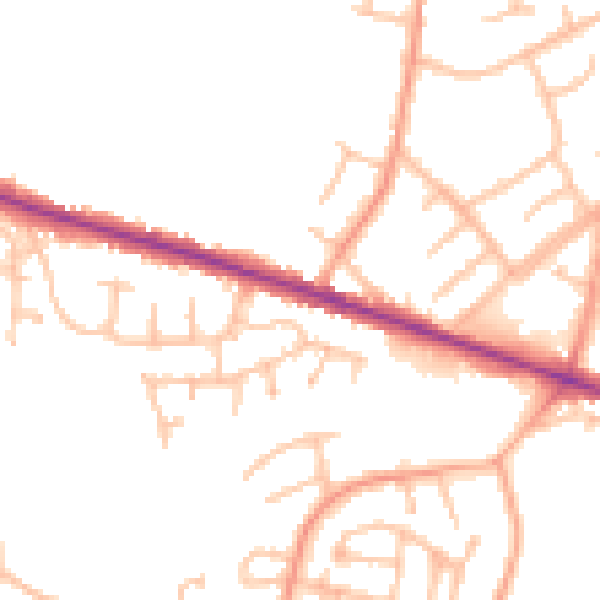 Daytime road noise heatmap for DY3 1AL
