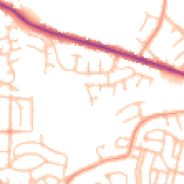 Daytime road noise heatmap for DY3 1BG