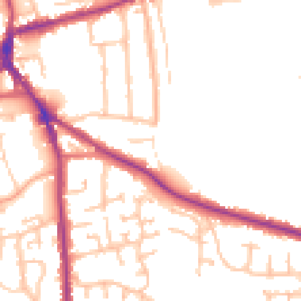 Daytime road noise heatmap for DY3 1HA