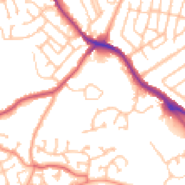 Daytime road noise heatmap for DY3 2FG