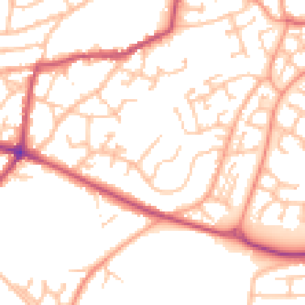Daytime road noise heatmap for DY3 2QH