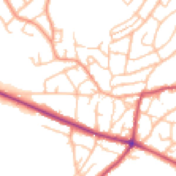 Daytime road noise heatmap for DY3 2XN