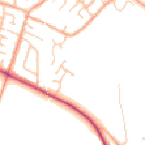 Daytime road noise heatmap for DY3 4AW