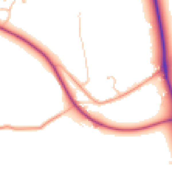 Daytime road noise heatmap for DY3 4LJ