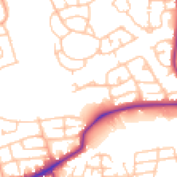 Daytime road noise heatmap for DY4 0AJ