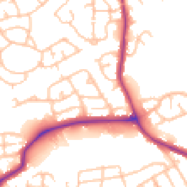 Daytime road noise heatmap for DY4 0AU