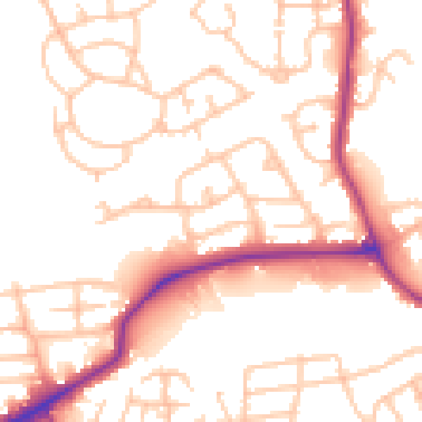 Daytime road noise heatmap for DY4 0AW