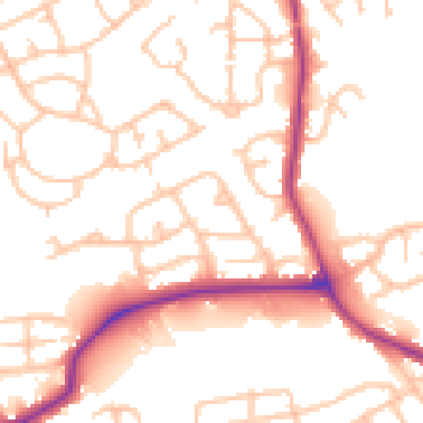 Daytime road noise heatmap for DY4 0AY