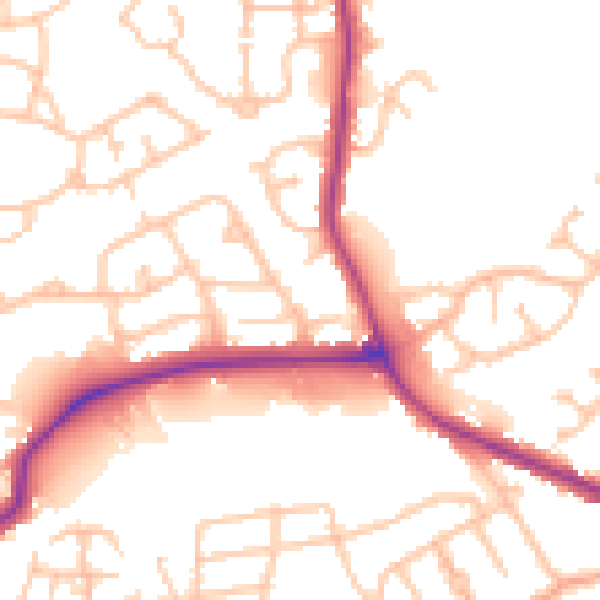 Daytime road noise heatmap for DY4 0AZ