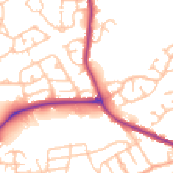 Daytime road noise heatmap for DY4 0BB