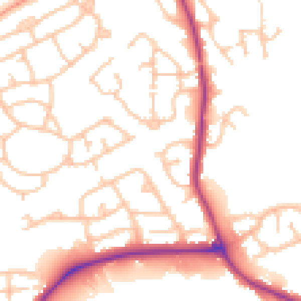 Daytime road noise heatmap for DY4 0BN