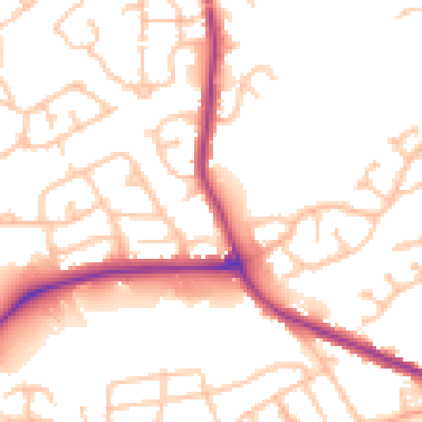 Daytime road noise heatmap for DY4 0BT