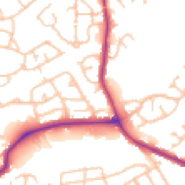 Daytime road noise heatmap for DY4 0BU