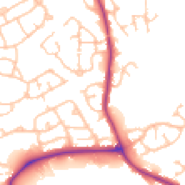 Daytime road noise heatmap for DY4 0BW